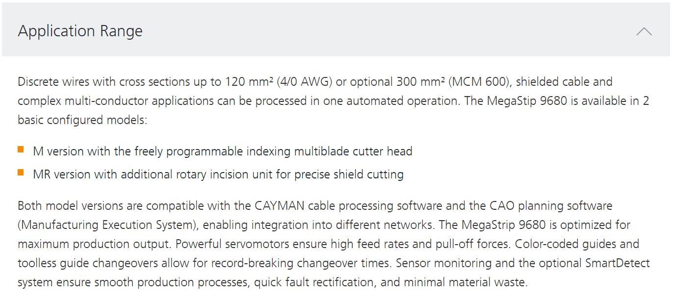 MegaStrip 9680 – Application Range